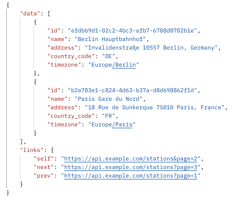 Mockbin - train-stations API static response