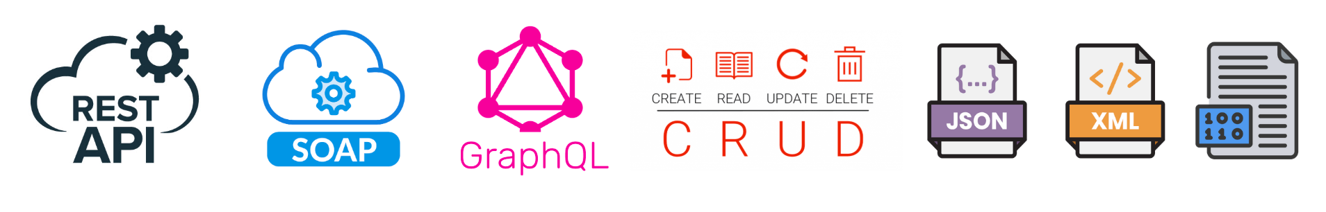 Rest, SOAP, GraphQL, Binary, JSON, XML